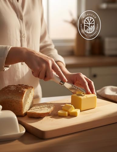 AISBUGUR 2 Pack Stainless Steel Butter Spreader Knife with Holes Multifunction Butter Knife with White Porcelain Handle, Cheese Butter Spreader Knives for Kitchen - color: White 2 Pack With Holes