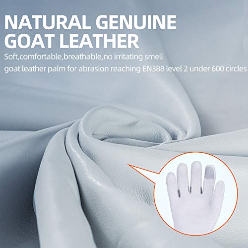 Vgo... 1-Pair Natural Genuine Goatskin Leather Gardening Gloves, Long Cuff Protection, High Dexterity Grip Gloves (Size L, White, GA9658-W) - color: 1 Pair - White, size: Women's Large