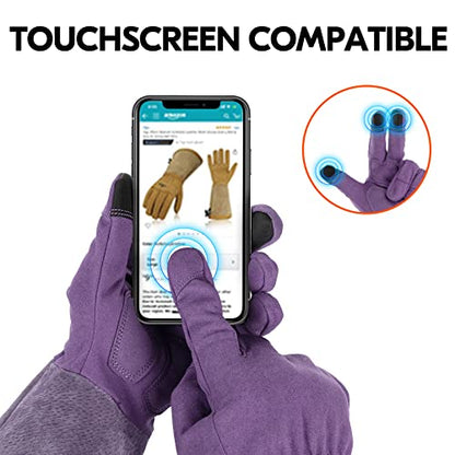 Vgo... Ladies' Synthetic Leather Extended Pig Split Leather Cuff Rose Pruning Thorn Proof Garden Gloves (Size S, Purple,SL6592W) - color: 1 Pair - Purple, size: Women's Small