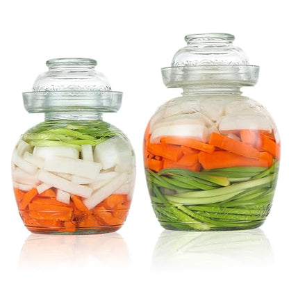 Kimchi Containers, Pickle Container 2.5 L Food Grade Fermentation Jar Traditional Kimchi Containers with Bowl Cap Transparent Glass Jar with Lid Fermentation Kit for Pickling Kimchi Sauerkraut - color: 2.5l