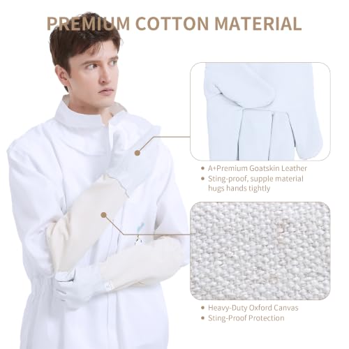 Sting Proof Bee Suit Full Body with Ventilated Hood & Gloves XL | Polycotton Unisex Beekeeping Suit for Men & Women, Wasp Bee Keeper Suit for Beginner & Pro Beekeepers, Apiary Beekeeping Gear - color: Xl
