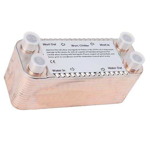 30 Plate Plate Heat Exchanger Stainless Steel Wort Chiller for Homebrew Beer Cooling Counterflow Brewing Cooling Coiler with NPT 1/2 Inch Thread