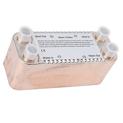 30 Plate Plate Heat Exchanger Stainless Steel Wort Chiller for Homebrew Beer Cooling Counterflow Brewing Cooling Coiler with NPT 1/2 Inch Thread