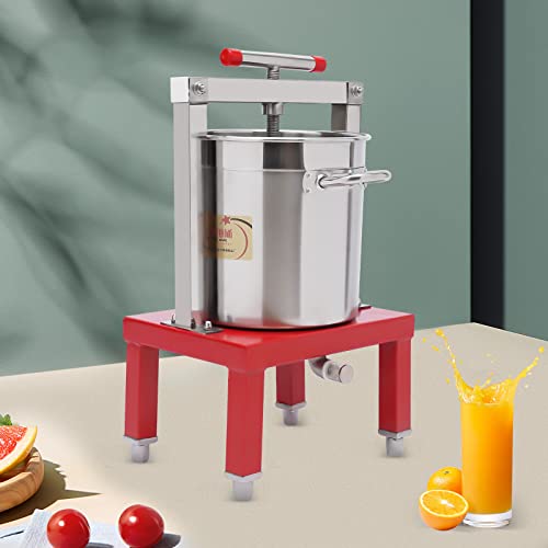 Fruit Wine Press,Large Fruit Honey Presser,Heavy-duty Cross-beam Stainless Steel Wine Press Maker with T-Handle for Outdoor,Kitchen (13.25L/448Oz Red) - color: 13.25L/448Oz Red