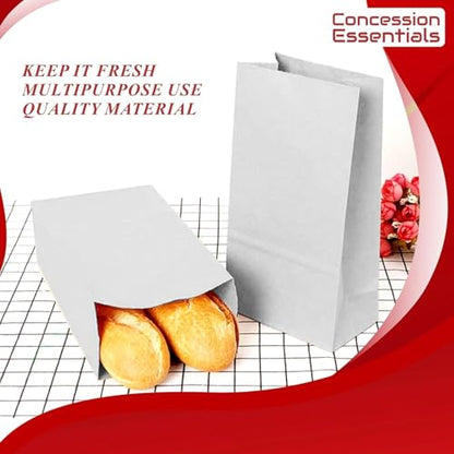 Concession Essentials- 4 lb White Paper Bags – Food Service Paper Bags for Bakery, Candy, Snacks & Takeout – Durable Kraft Paper Bags for Food Packaging – Pack of 40ct - size: Pack of 40 Count