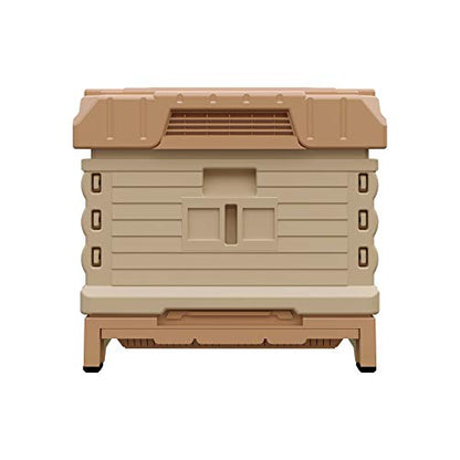 Apimaye Ergo Insulated 10 Frame Bee Hive Set [NO Frames Included] (Single Hive, Tan Body Yellow Entrance) - color: Tan Body Yellow Entrance