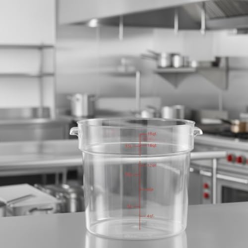 TrueCraftware- 18 Quart Clear Round Food Storage Container Polycarbonate- Commercial Reusable Food Container Canister with Measurement Markings for Meal Prep Pantry Kitchen - size: 18 Quart
