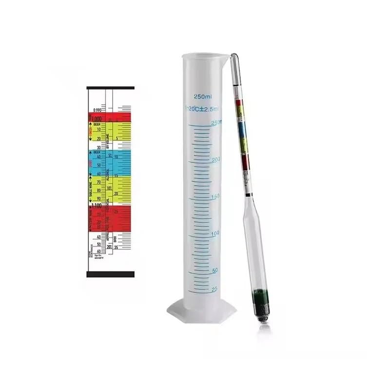 Triple Scale Hydrometer Tester Kit with 250ml Measuring Bottle for Home Brewing