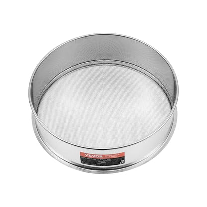 VEVOR Flour Sieve, 12 Mesh Sifter, 304 Stainless Steel Food-grade Fine Mesh Strainer, Dia. 12.6" for Baking, 5 Sizes Mesh Hole for Mungbean, Rice, Pearl Powder - style: 12 Mesh