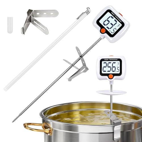 Candy Thermometer for Candy Making with Pot Clip,Best Instant Read Thermometer Digital for Cooking, Baking, Candy and Cheese Making – 10 Inch Probe, Large Rotating LCD Display, Essential Baking Tool - color: Candy Deep Fry Thermometer