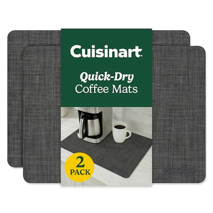 Cuisinart Coffee Mat for Countertop (2 Pack)–Quick-Dry Absorbent Coffee Bar Mat for Espresso Machines & Brew Stations, Also Use as a Dish Drying Mat on Kitchen Counter, Non-Slip, Easy Care, 15” x 20” - color: Black