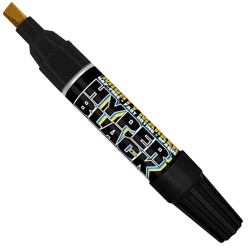 Hyper Black PM-130 Shorty - Industrial Paint Marker - 17ML - True Black High Visibility Permanent Paint Pen for All Non-Porous Surfaces - Valve Action Chisel Tip