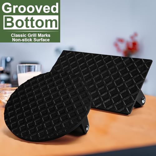 Burger Press, 7" Round & 8.2"X4.3" Rectangle Heavy-Duty Cast Iron Smash Bacon Press Meat Steak With Wood Handle for Griddle, Sandwich, Nonstick Pan - size: Round & Rectangle