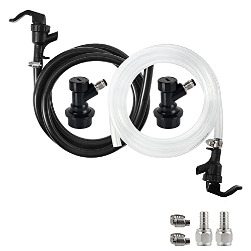 MRbrew 3+3 FT Ball Lock Beer Line Assembly Kit, Draft Beer Line with Picnic Tap Faucet Kegerator Dispenser PVC Brewing Tubing Cornelius Corny Quick Disconnect Barb Fitting Soda Dispenser Assembly