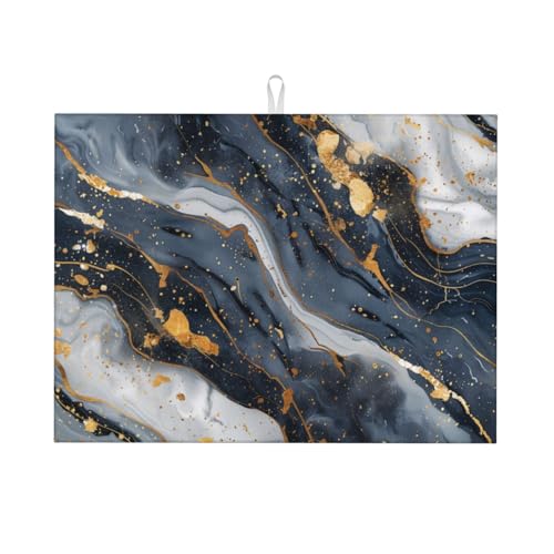 Black Marble Dish Drying Mat For Kitchen Counter, Super Absorbent Microfiber Dish Drying Pad, Kitchen Gadgets For Easy Clean Multi-Use Large 18"x24" - color: Black Marble