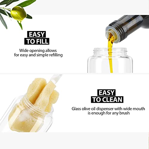 Aelga Soy Sauce Dispenser, 7oz Non-Drip Spout Oil and Vinegar Dispenser with Auto Flip Cap, Glass Oil Cruet for Kitchen Cooking - color: Silver, style: 7OZ Set of 1
