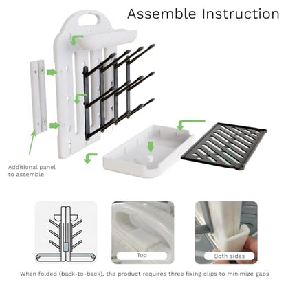 Baby Bottle Drying Rack 2 Pack, 24-Hook Modular Vertical Bottle Drying Rack for Baby Bottles, Pump Parts and Pacifiers, Space Saving Countertop Baby Bottle Organizer with Stable Base and Drip Trays