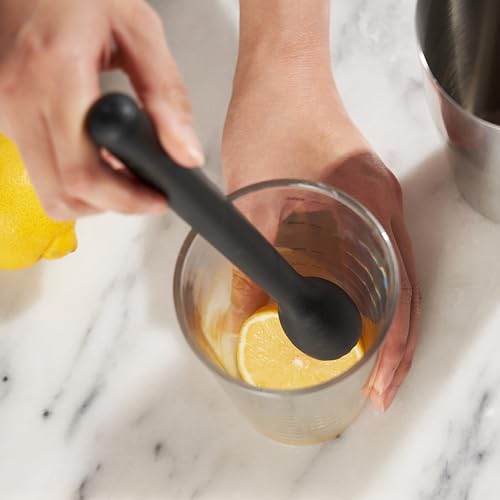 True Bash Muddler for Cocktails, Fruits, Spices, Herbs, Bar Muddler for Mojitos, Mint Juleps, Old Fashioneds, Kitchen and Home Bar Accessories, Bartender Tools, Lemon & Lime Smasher, 8.25", Black - color: Black