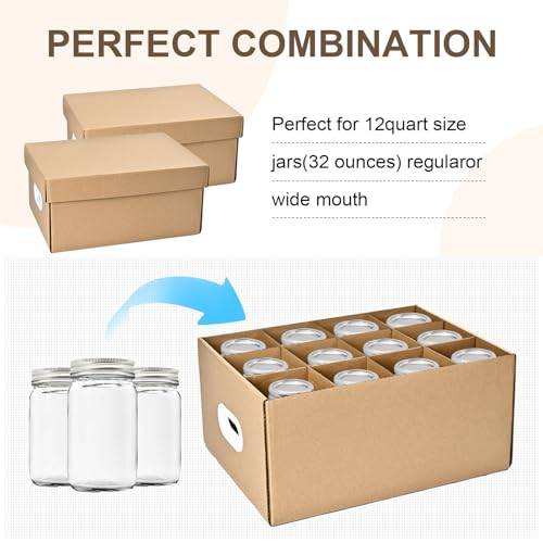 3 Pcs Canning Jar Storage Boxes, Fits 32 oz Regular or Wide Mouth Jars, 12 Cells, Mason Jar Organizer - color: 3pcs Yellow