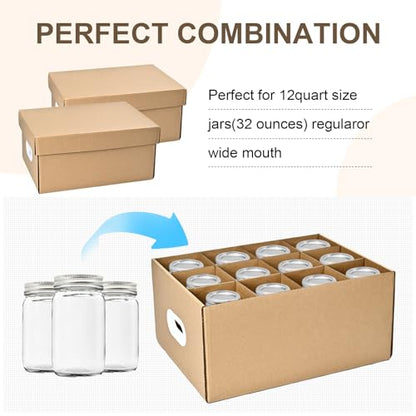3 Pcs Canning Jar Storage Boxes, Fits 32 oz Regular or Wide Mouth Jars, 12 Cells, Mason Jar Organizer - color: 3pcs Yellow