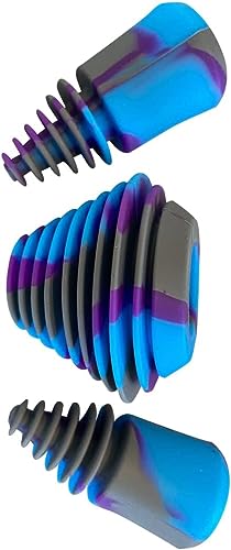Green Piece® Three Silicone Purple Cleaning plugs + stoppers. Preserver Cap Airtight Bottle Plug Odor Proofing Glass, Plastic and Silicon Pieces - style: 3 Purple Plugs