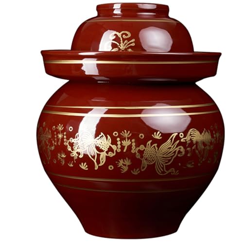 Ceramic Pickle Jar, 8KG with Water Seal Lid - Traditional Fermenting Crock for Kimchi Sauerkraut, Airtight Airlock Design Prevents Odor and Oxidation, Durable - size: 4KG