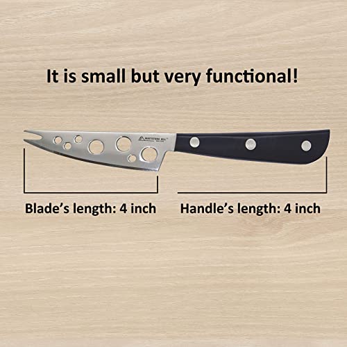 Cheese Knife, MATTSTONE HILL 4 Inch All Purpose Cheese Knife - Soft & Semi Hard Cheese Knives, Premium Stainless Steel, Triple Rivet Handle - size: 4"