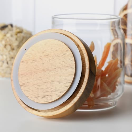 Glass Jar with Lid 3.54 Inch Wide, 25 OZ Airtight Food Storage Containers Glass Set for Coffee Beans| Sugars| Candy, 2 Pack - color: 25oz*2