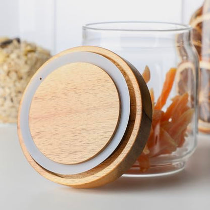 Glass Jar with Lid 3.54 Inch Wide, 25 OZ Airtight Food Storage Containers Glass Set for Coffee Beans| Sugars| Candy, 2 Pack - color: 25oz*2