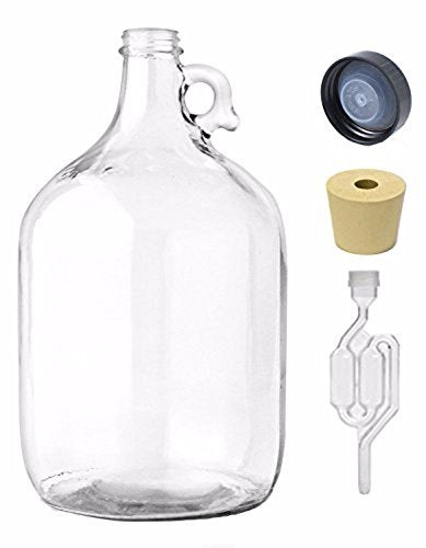 FastRack Wide Mouth Glass Jar Bundle with Airlocks and Stoppers (1 Gallon)