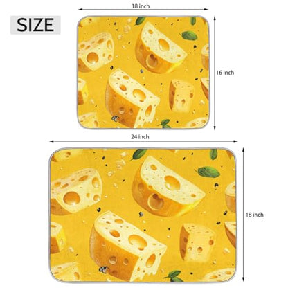 Cheese Dish Drying Mat for Kitchen Counter Yellow Cheese Absorbent Drainer Mats Microfiber Dish Dry Pad Washable Coffee Bar Decor 16x18 Inch - size: 16" x 18"