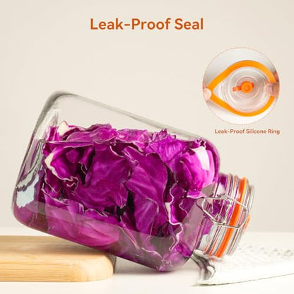 135 Oz Glass Fermentation Jars Kit - 2 Pack Kimchi Wide Mouth Fermenting Container with Airlocks, Sauerkraut Fermenter Making Set for Pickling Canning Sauce, Includes Recipes - size: 2 Pack 135 Oz