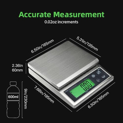 Polit Sun Waterproof Kitchen Scale, IP65 Rechargeable Food Scale, 13lb/6kg | Stainless Steel Platform, 0.5g Precision, 150h Battery Life, Sealed Washable Body, Seafood, Baking & Restaurant Prep - color: Grey
