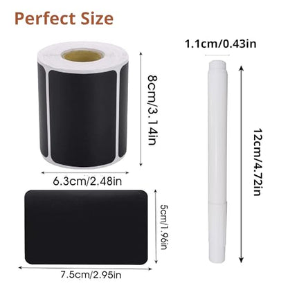Chalkboard Labels 180pcs Waterproof Reusable Label Stickers with 2 White Liquid Chalk Markers for Storage Bin, Food Container, Mason Jars 5X7.5cm Black - size: 180 PCS, Square Shape 5x7.5cm