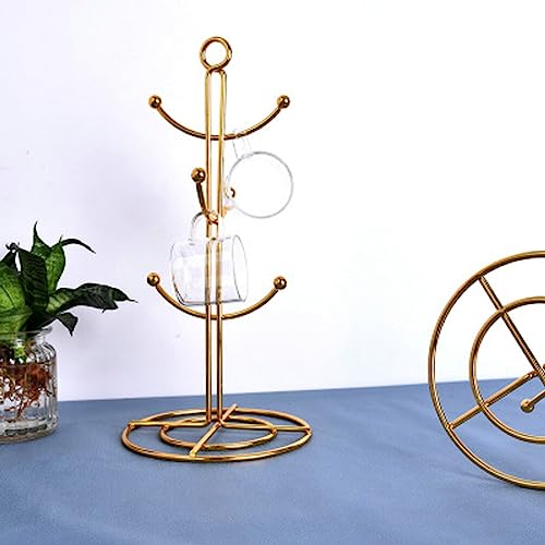 Luxshiny Gold Mug Tree Hanging Cup Holder Tree Shape Draining Cup Shelf for Coffee Mugs Cups and Bottles Air Drying Rack for Kitchen Organization 13.38 X 6.29 X 6.29 in