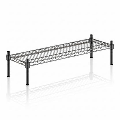 12" x 36" x 8" Black Epoxy Wire Storage Shelf, Dunnage Rack, Commercial 1 Tier Small Shelf - color: Black, size: 12"D x 36"W x 8"H