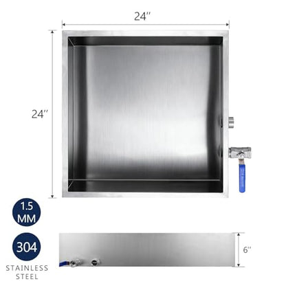 Marada Maple Syrup Evaporator Pan with Dual Interface Steam Table Pan,304 Stainless Jam Food Chafing for Home, Outdoor, Cooking (24"L x 24"W x 6"H) - size: 24x24x6 Inch (Pack of 1)