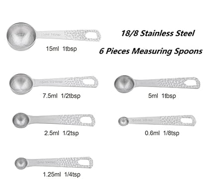 Measuring Cups and Spoons Set 13, 18/8 Stainless Steel Measuring Cups and Spoons Set for Baking and Kitchen, Metal Measuring Cups Set - color: Siliver
