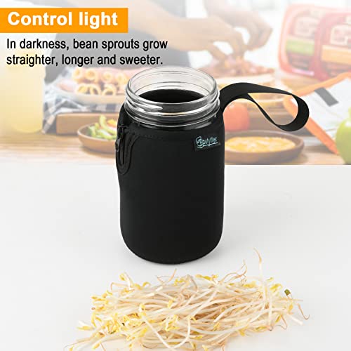 Beautyflier Mason Jars 32oz Wide Mouth Sleeve Regular Mouth Mason Jars Insulators Drinking Glass Coolers Sprouting Jars Blackout Sleeve (Black) - color: Black