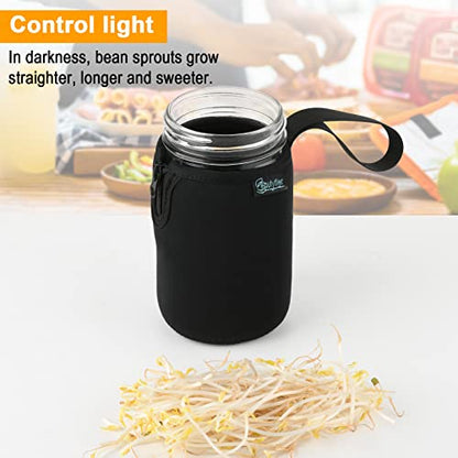 Beautyflier Mason Jars 32oz Wide Mouth Sleeve Regular Mouth Mason Jars Insulators Drinking Glass Coolers Sprouting Jars Blackout Sleeve (Black) - color: Black