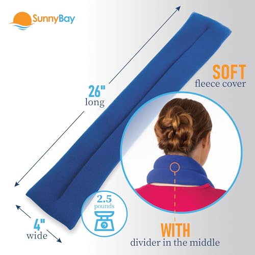 SunnyBay Microwavable Heating Pad for Neck and Shoulder, Heated Neck Wrap, Microwave Heat Pad, Weighted Beanbag Moist Hot or Cold Compress, 2.2 lbs, 26x4 Inches, Sky Blue - color: 4x26 - Sky Blue