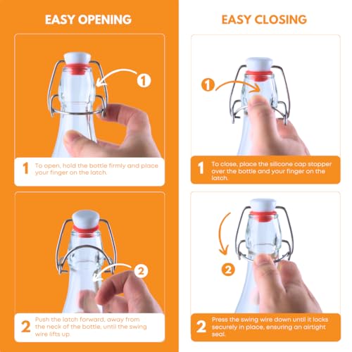 FastRack Swing Top Glass Bottles |33 oz – Pack of 6 | Clear Flip Top Glass Bottles for Home Brewing, Carbonated Drinks, Kombucha, Fermentation, Water | Food Grade – ECO Friendly - size: 6 Pack