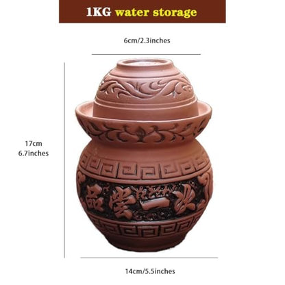 Mini Small Size Kimchi Jar, Handmade Clay Fermentation Tank, Old Traditional Water Seal Design, Pickled Beans and Garlic(1kg) - size: 1kg