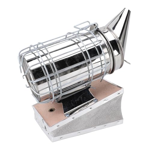 Stainless Steel Bee Smoker for Beekeeping with Heat, Lightweight Beekeeper Tool, Solid Wood, Stable Smoke, Easy to Carry, Calm Bees, Avoid Attacks, Excellent Airflow (Silver) - color: Silver