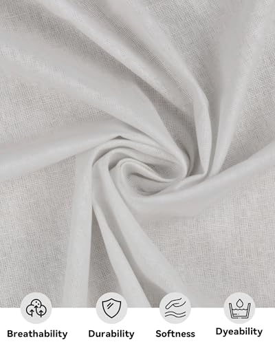 HOTGODEN Light Weight 100% Cotton Muslin Fabric: 59 inch x 2,5,10 Yards Bleached Muslin Linen Fabric Material for Sewing Material Apparel Cloth - color: Bleached, size: 2 YARDS