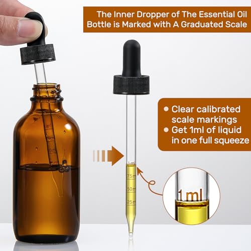 4 Pack, 100ml Dropper Bottles with 2pcs Glass Pipettes(1ml) - Essential Oils Bottles for Health, Personal Care & Beauty - 3.4oz Thick Dark Amber Glass Tincture Bottle with Eye Droppers, Leakproof - style: Measured Dropper