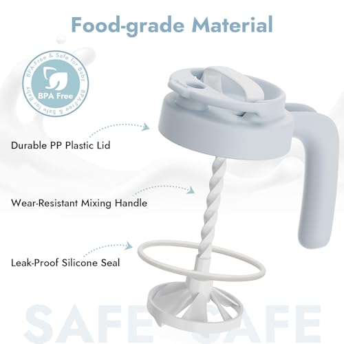 Papablic 32oz Formula Mixing Pitcher Lid, Breastmilk Pitcher Mixing Handle & Flip Locking Spout for Mixing Formula/Breastmilk/Protein Powder/Coffee, Blue - color: Blue Lid