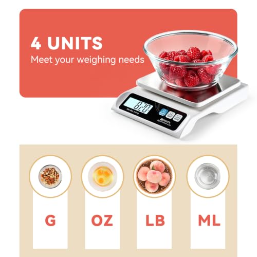 BOMATA 0.1g High Precision Food Scale, 13lb Digital Kitchen Scale with Removable Stainless Steel Pan, Backlit LCD Display, for Cooking, Baking B621 White - color: White Non-rechargeable