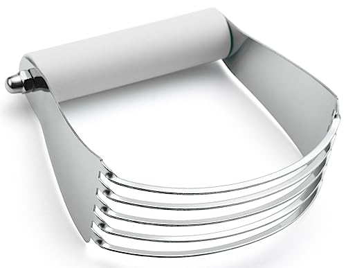 Spring Chef Professional White Dough Blender For Baking, Dough Cutter Tool, Stainless Steel Puff Pastry Cutter Tool with Sharp Blades, Dishwasher Safe Pastry Blender for Easy Mixing - Large Size - color: White, size: 4" Large