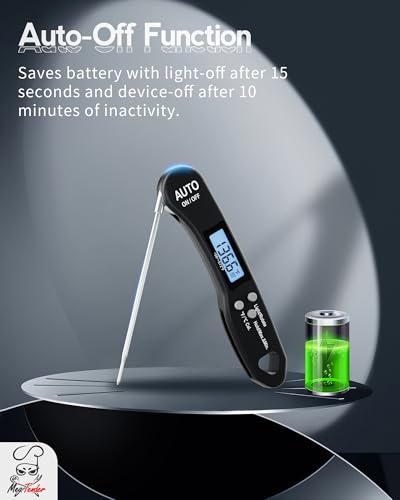 Ultra-Fast 1.2s Instant Read Meat Thermometer for Grilling & Smoking, ±1°F Accuracy with Calibration, Reversible Backlit LCD for Left/Right Hand, Magnetic Digital Food Thermometer for BBQ, Candy, Oil